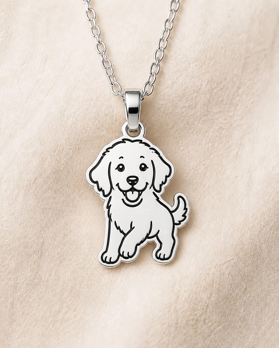 Custom golden retriever portrait necklace in sterling silver